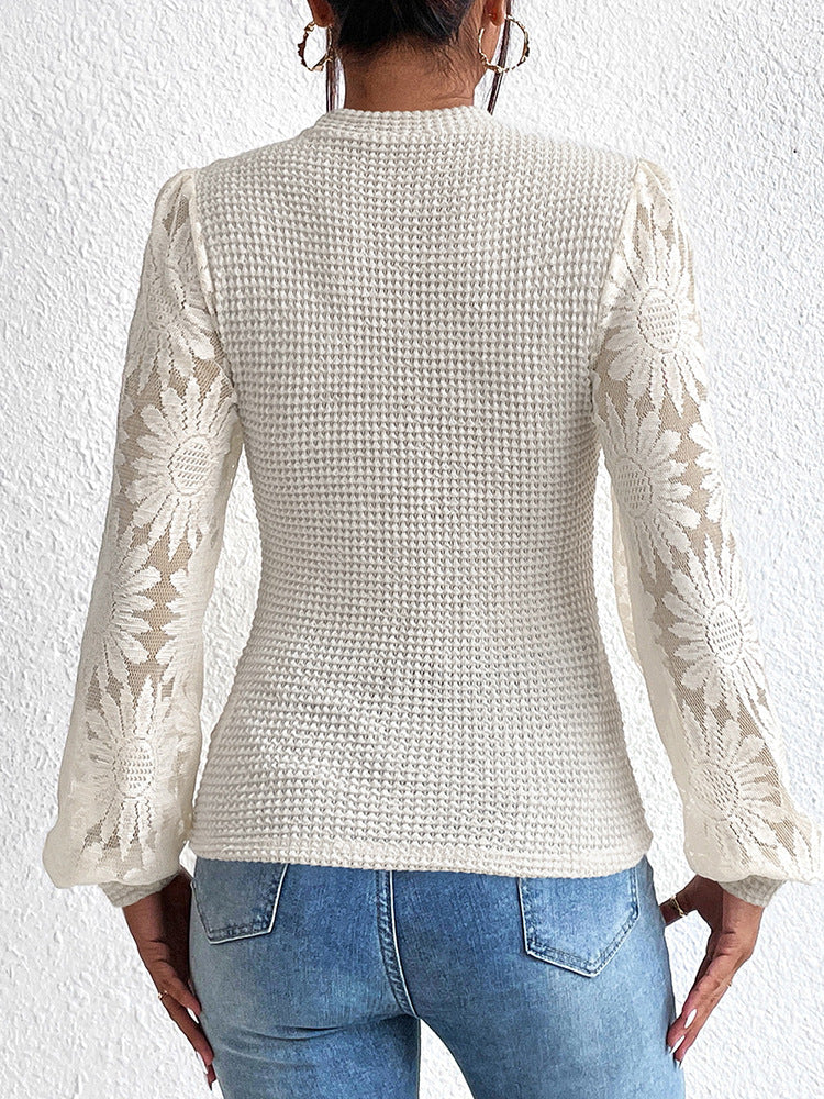Pullover mit Blumenärmeln | Strukturstrick | Femininer Look