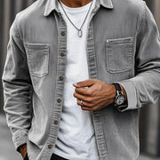 Bryce | Herren Langarm-Overshirt mit Taschen und Knöpfen – Grau