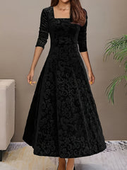 Marlene | Samtkleid Damen elegant & stylisch für Urlaub – Schwarz