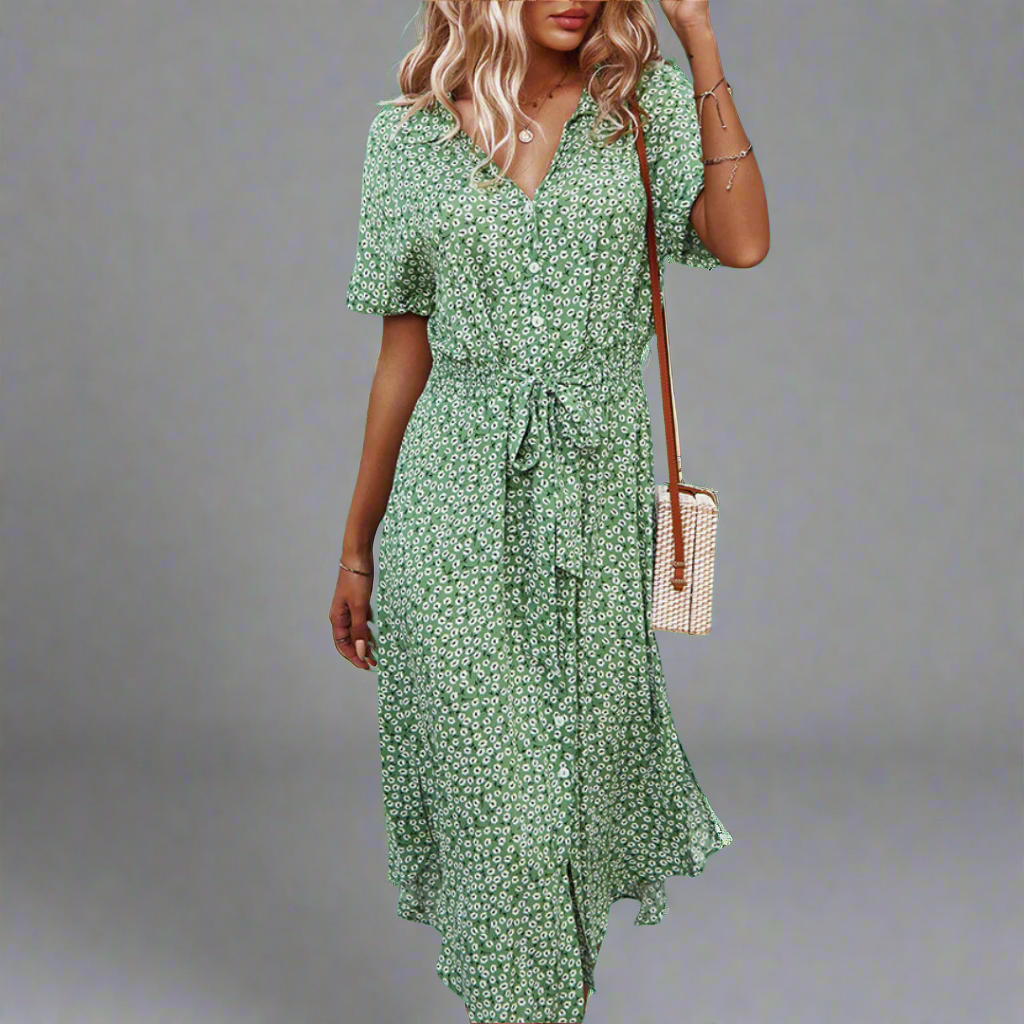 Marzeline | Sommerkleid mit Taillengürtel aus leichter Premium-Baumwolle