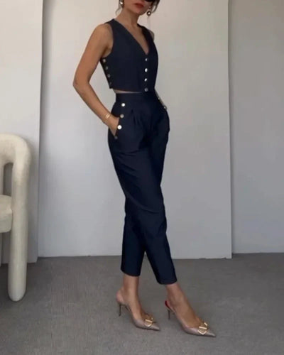 Zweiteiler mit Knopfdetails | Elegant & Modern | Feminin mit Power-Vibe