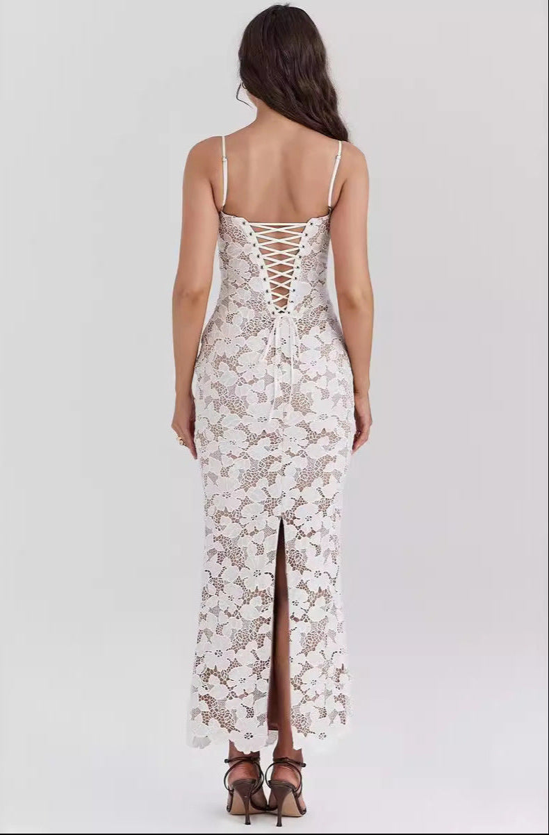 Maddie | Lange Korsett-Spitzenkleid