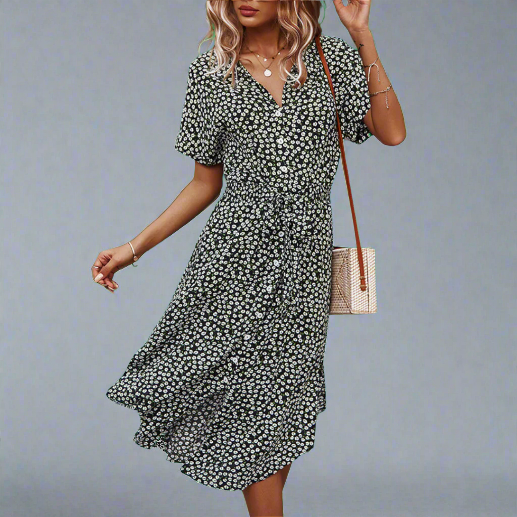 Marzeline | Sommerkleid mit Taillengürtel aus leichter Premium-Baumwolle