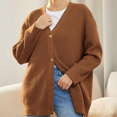 Strickjacke Damen Oversize Gerippt | Locker Lang