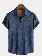 Leoric - Leichtes, kurzärmeliges Blumenshirt – Marineblumen