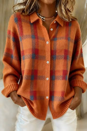 Ashara - weicher Karo-Cardigan – Orange