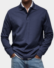 Taevan - Strukturiertes Strickpolo – Marineblau