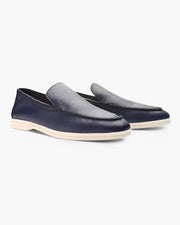 Logan | Vintage Old Money Herren Cowhide Leder Loafer – Marineblau