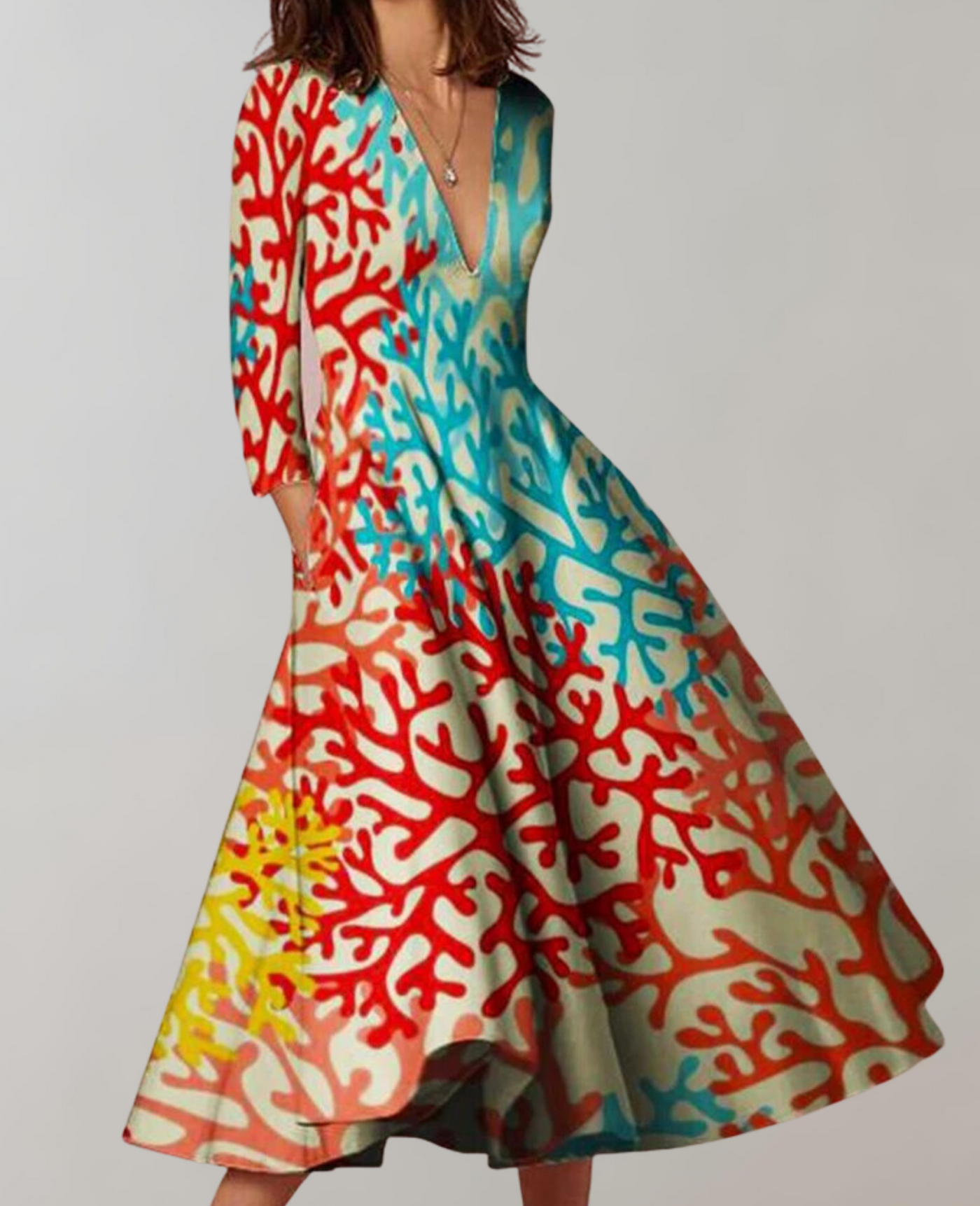 Aisha - Fließender Saum Maxi Kleid Damen Freizeit