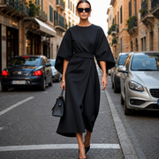 Sonia - Elegantes Kleid mit markanten Ärmeln – Schwarz