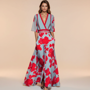 Gianna - Stilvolles Maxikleid mit V-Ausschnitt – Rot