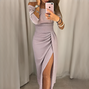 Cristy - Elegantes schulterfreies Damenkleid – Rosa