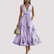 Leah - Midikleid mit Blumenprint und langen Ärmeln – Lila