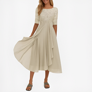 Florenz - Elegantes Midi-Kleid – Beige