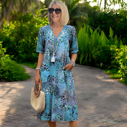 Stella - Stilvolles Bohemian-Midikleid – Blau