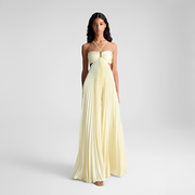 Sienna - Schickes langes Kleid mit Falten – Gelb