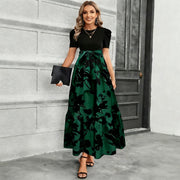 Astrid - Stilvolles Kleid mit Blumendesign – Grün