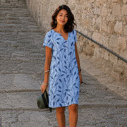 Josette - Freizeit-Midikleid mit V-Ausschnitt – Blau