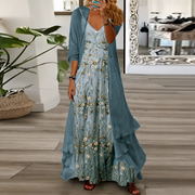 Derivia - Stilvolles Zweiteiliges Maxikleid – Blau