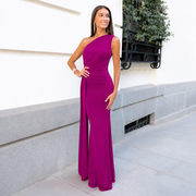 Mallory - Schickes Kleid mit einseitigem Schulterdesign – Lila