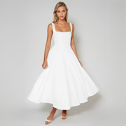 Yarabelle - Elegantes Träger-Midi-Kleid – Weiß