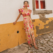 Rhian - Elegantes Kleid mit offenem Rücken – Rot