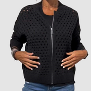 Kaelina - Weiche Strickjacke mit Reißverschluss – Schwarz