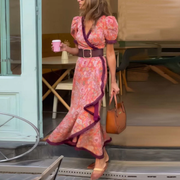 Damen Wickel Maxikleid In Rosa – Rosa