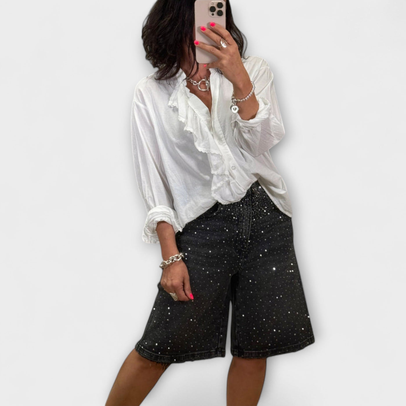 Amaris - Bermudashorts mit Strassverzierungen