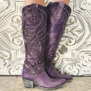 Sylverelle - Nietenverzierte Vintage-Westernstiefel – Lila
