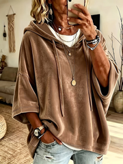 Zinnaria - Weicher Kapuzenponcho – Braun