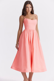 ESTELLE | Elegantes Korsett Sommer Midi Kleid – Rosa