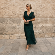 Devanta - Elegantes Kleid mit V-Ausschnitt – Grün