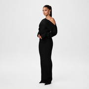 Tahlia - Stilvolles Maxikleid mit einseitigem Träger – Schwarz