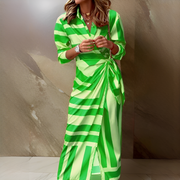 Emily - Elegantes und Schickes Kleid mit Streifen – Grün
