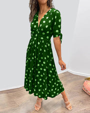 Penelope - Damen Midikleid mit Punkten – Grün
