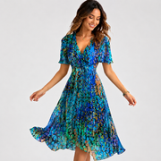 Elsinya - Elegantes und fließendes Midi-Kleid – Blau