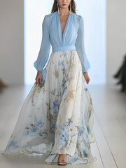 Cora - Elegantes Maxikleid – Blau