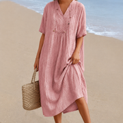 Kendra - Komfortables Kleid mit V-Ausschnitt – Rosa
