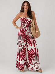 Dyman | Schulterfreies Maxikleid mit fließender Silhouette – Rot
