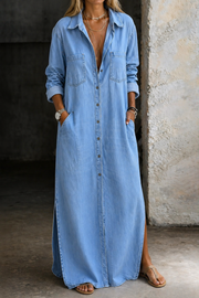 Ashlina - Softtouch-Hemdblusenkleid – Blau