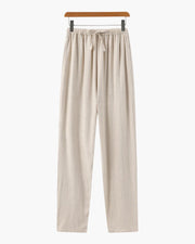 Adrian | Leichte Slim Fit Herren Sommer Leinenhose mit Kordelzug – Beige