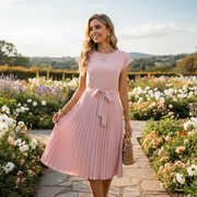 Jelica - Elegantes Midikleid mit Falten – Rosa
