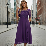 Victoria - Stilvolles Sommerkleid mit Spitze – Lila