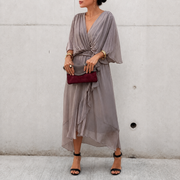 Jescah - Elegantes Kleid mit weiten Ärmeln – Grau