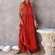 Vessa - Schickes Stufen-Maxikleid – Rot