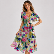 Elsinya - Elegantes und fließendes Midi-Kleid – Weiß