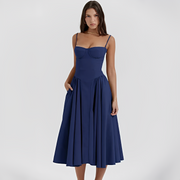 Michaela - Stilvolles und elegantes Kleid in Midi-Länge – Marineblau