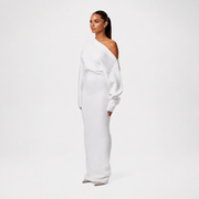 Tahlia - Stilvolles Maxikleid mit einseitigem Träger – Weiß