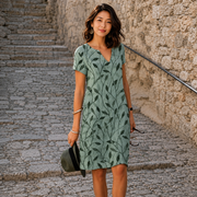 Josette - Freizeit-Midikleid mit V-Ausschnitt – Grün